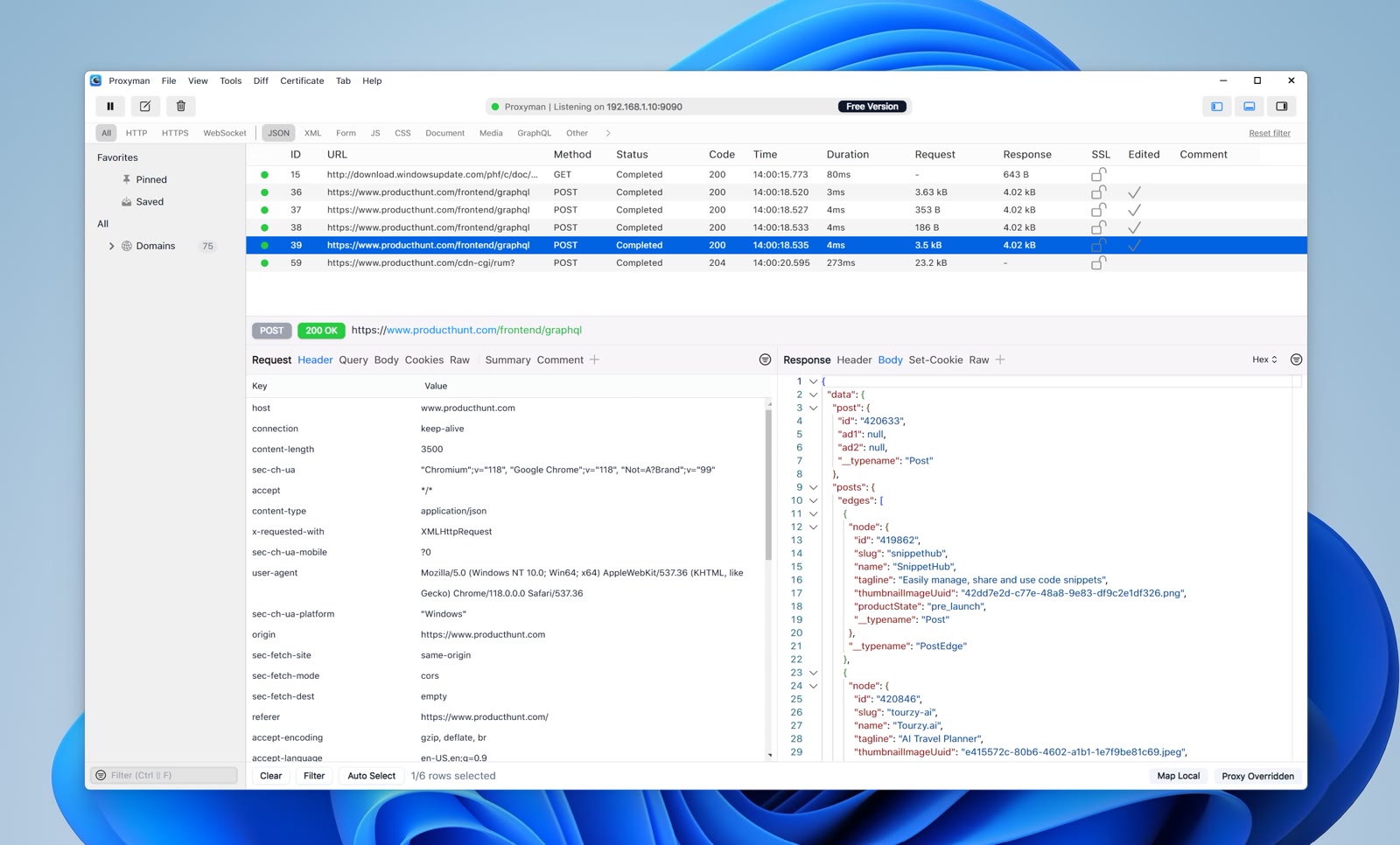 Proxyman for Windows 仪表盘界面